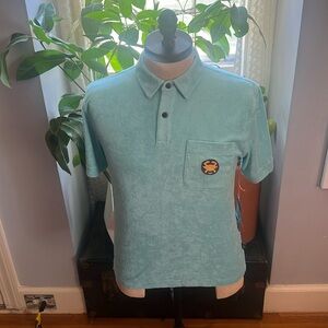 Howler Brothers plusherman terry polo w/ crab. Small Seafoam color. NWT